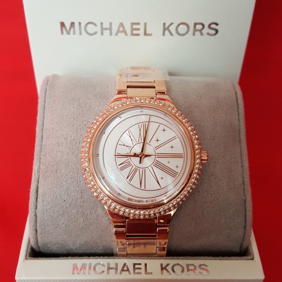 NEW MICHAEL KORS ROSEGOLD CRYSTAL BRACELET WATCH - Picture 4 of 8